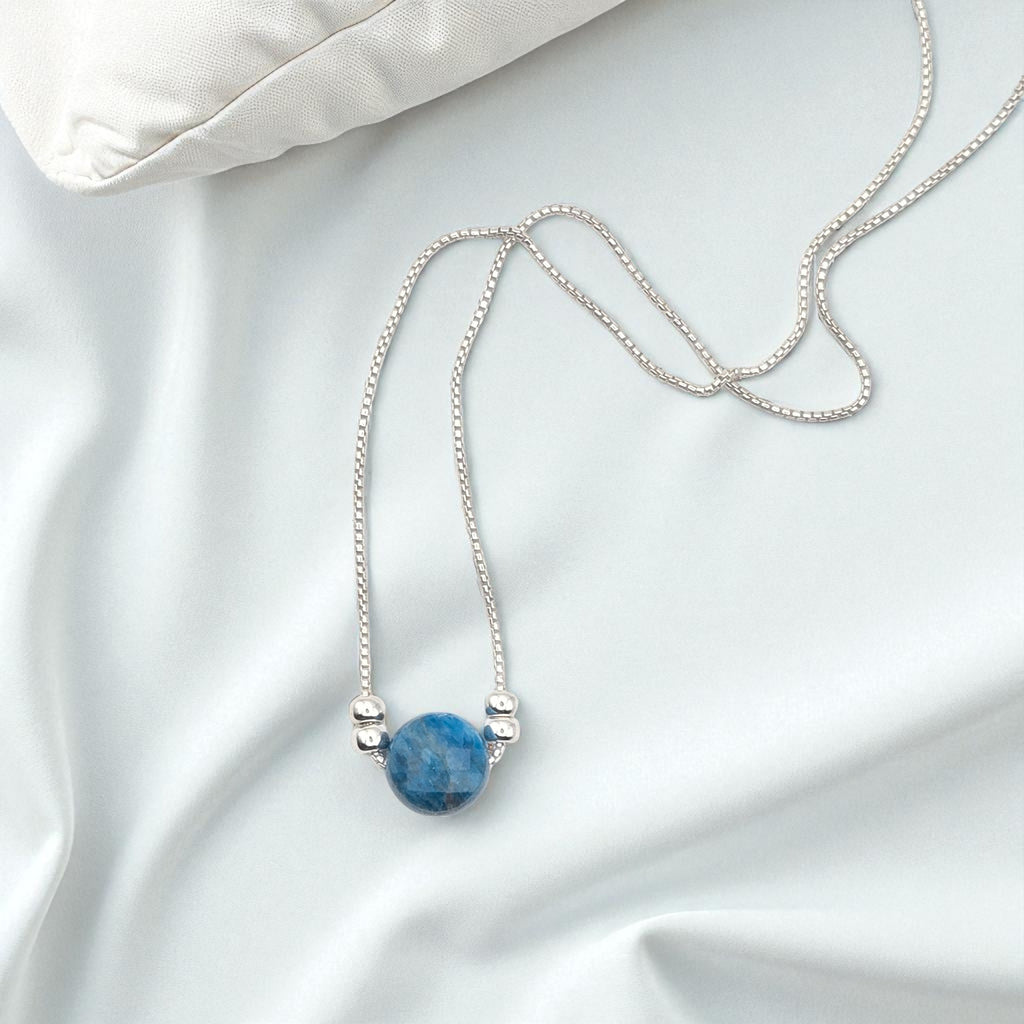 Coin - Silver and Blue Apatite Necklace Necklace Bijou by SAM
