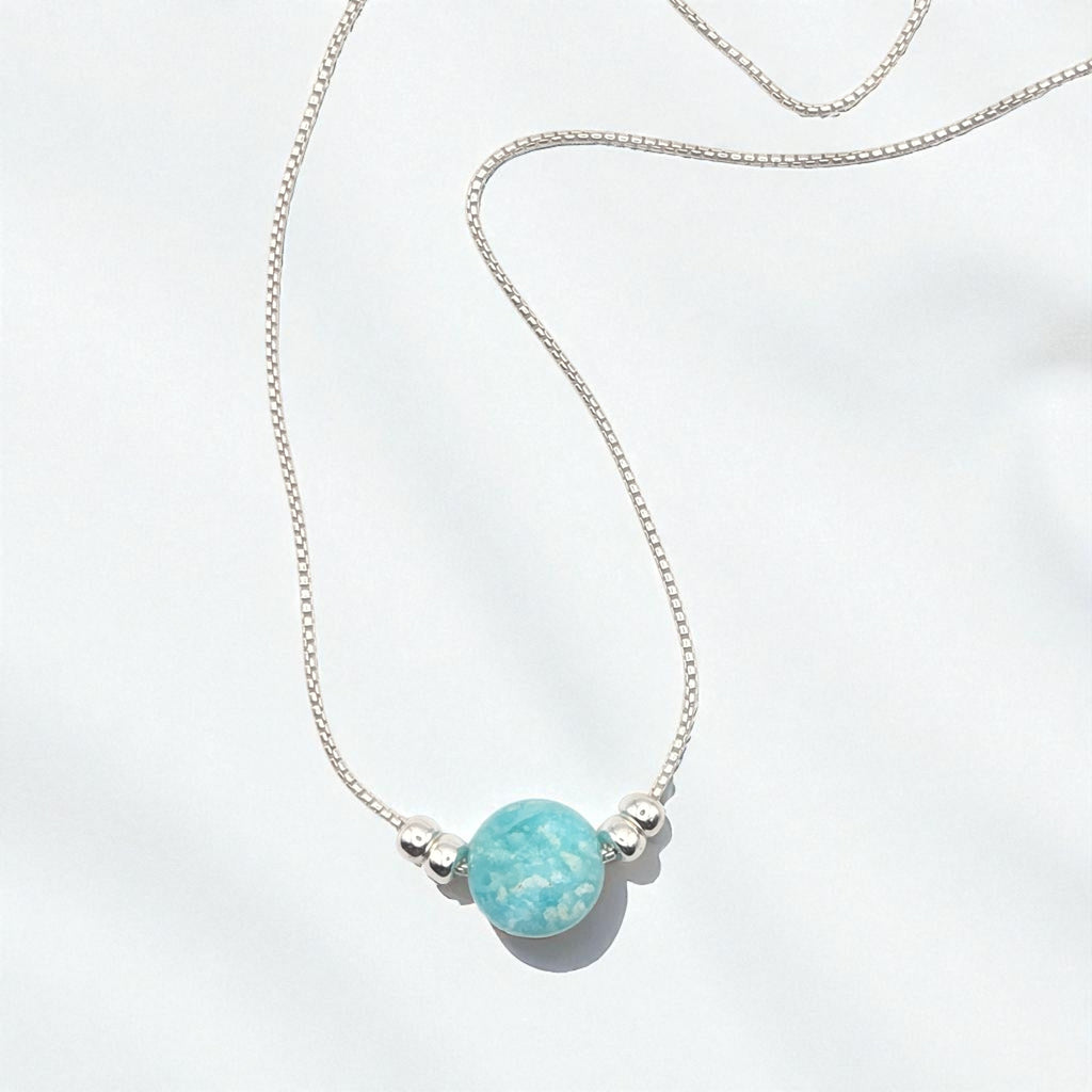 Coin - Silver and Amazonite Necklace Necklace Bijou by SAM