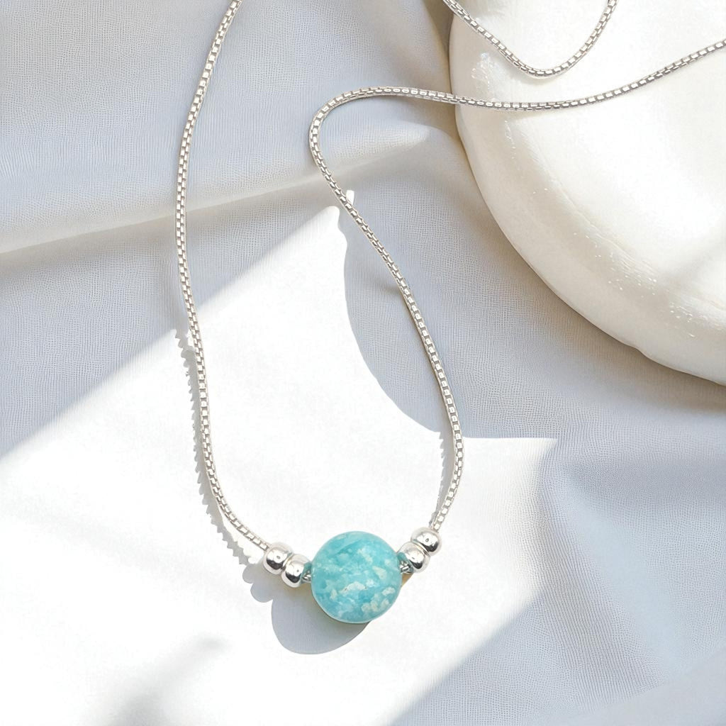 Coin - Silver and Amazonite Necklace Necklace Bijou by SAM