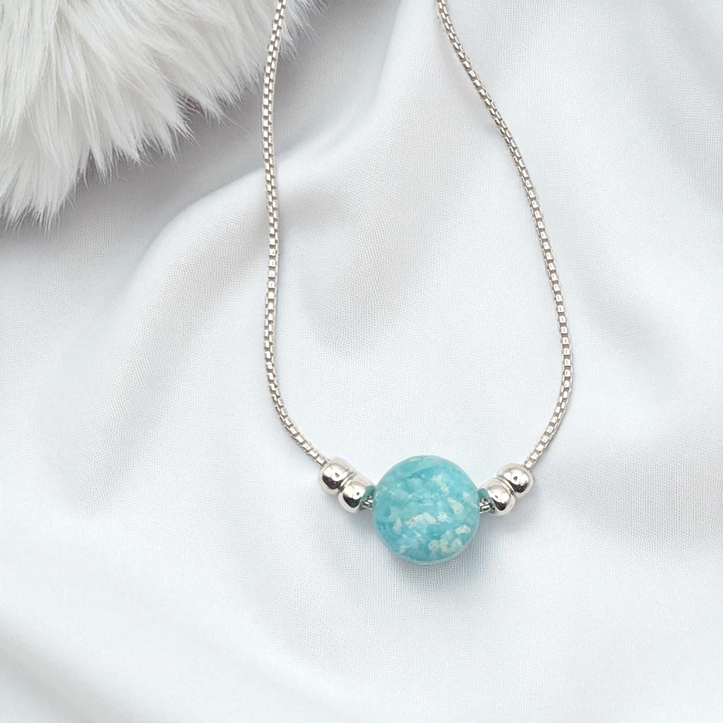Coin - Silver and Amazonite Necklace Necklace Bijou by SAM
