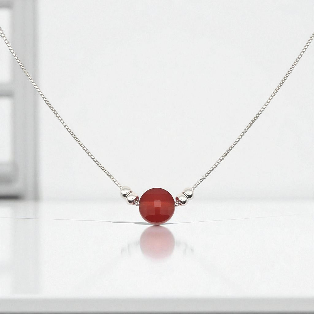 Coin - Silver and Carnelian Necklace Necklace Bijou by SAM