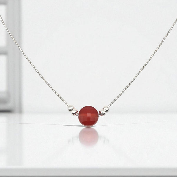 Coin - Silver and Carnelian Necklace Necklace Bijou by SAM
