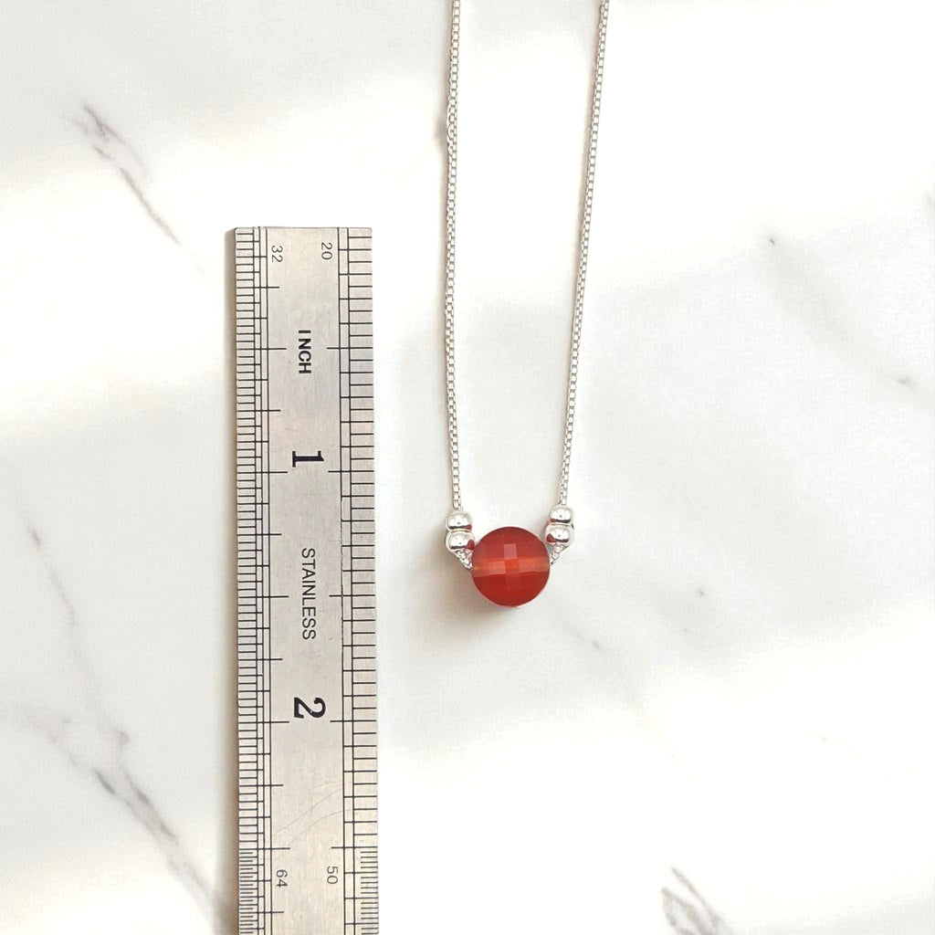 Coin - Silver and Carnelian Necklace Necklace Bijou by SAM