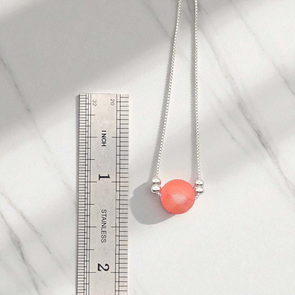 Coin - Silver and Pink Coral Necklace Necklace Bijou by SAM