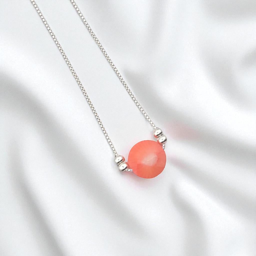 Coin - Silver and Pink Coral Necklace Necklace Bijou by SAM