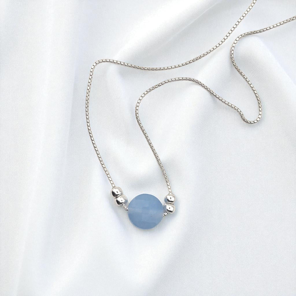 Coin - Silver and Aquamarine Necklace Necklace Bijou by SAM