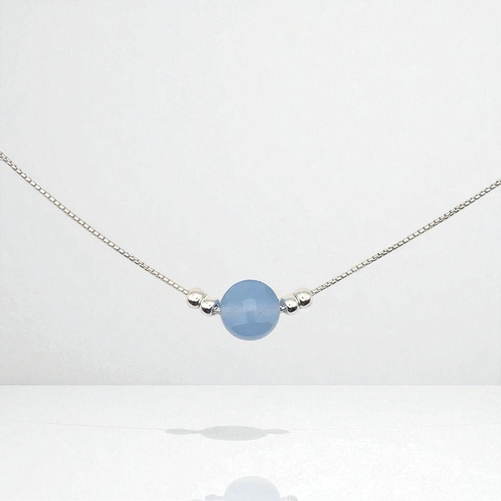 Coin - Silver and Aquamarine Necklace Necklace Bijou by SAM