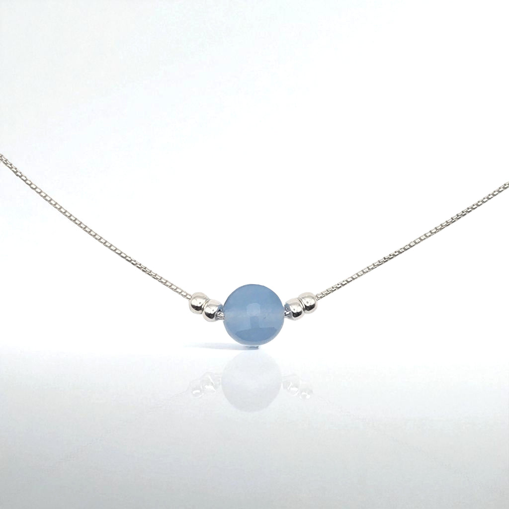 Coin - Silver and Aquamarine Necklace Necklace Bijou by SAM