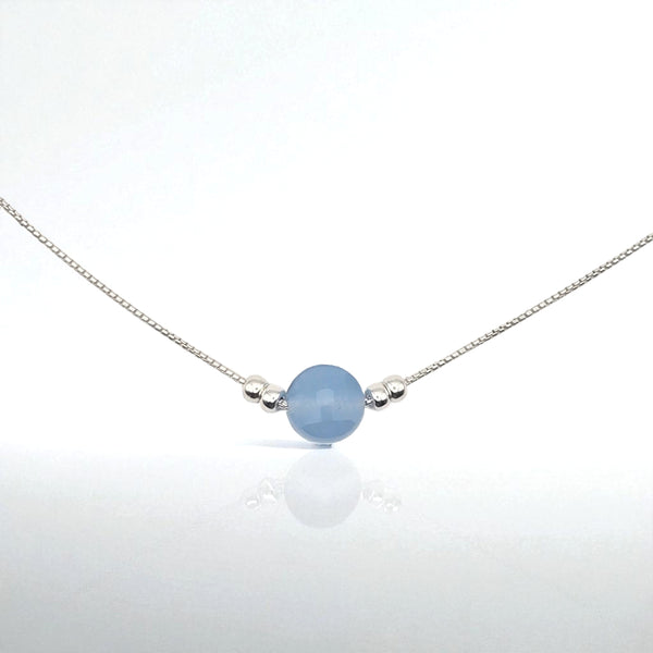 Coin - Silver and Aquamarine Necklace Necklace Bijou by SAM