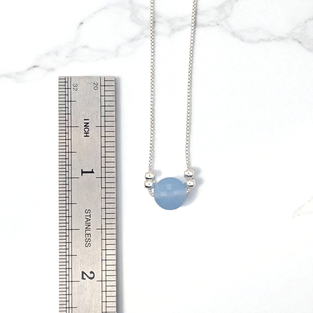 Coin - Silver and Aquamarine Necklace Necklace Bijou by SAM