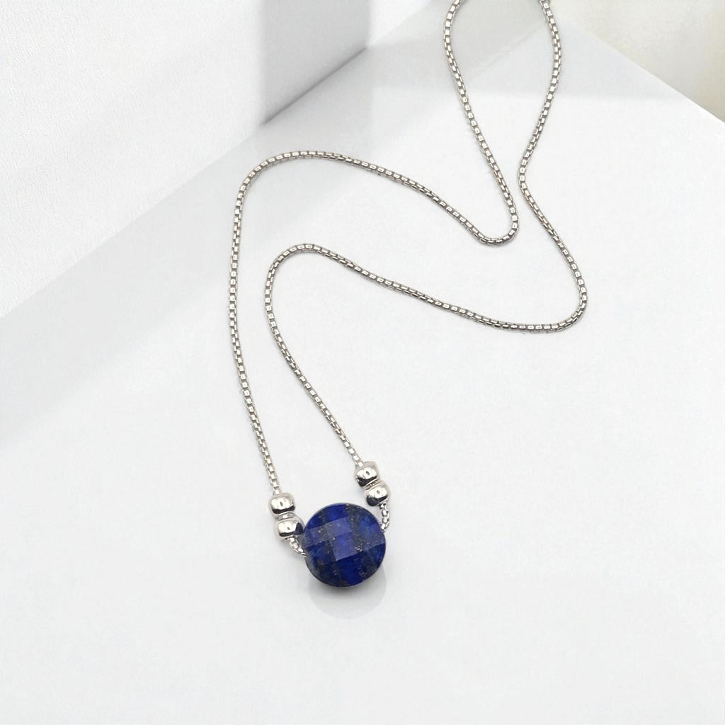 Coin - Silver and Lapis Lazuli Necklace Necklace Bijou by SAM