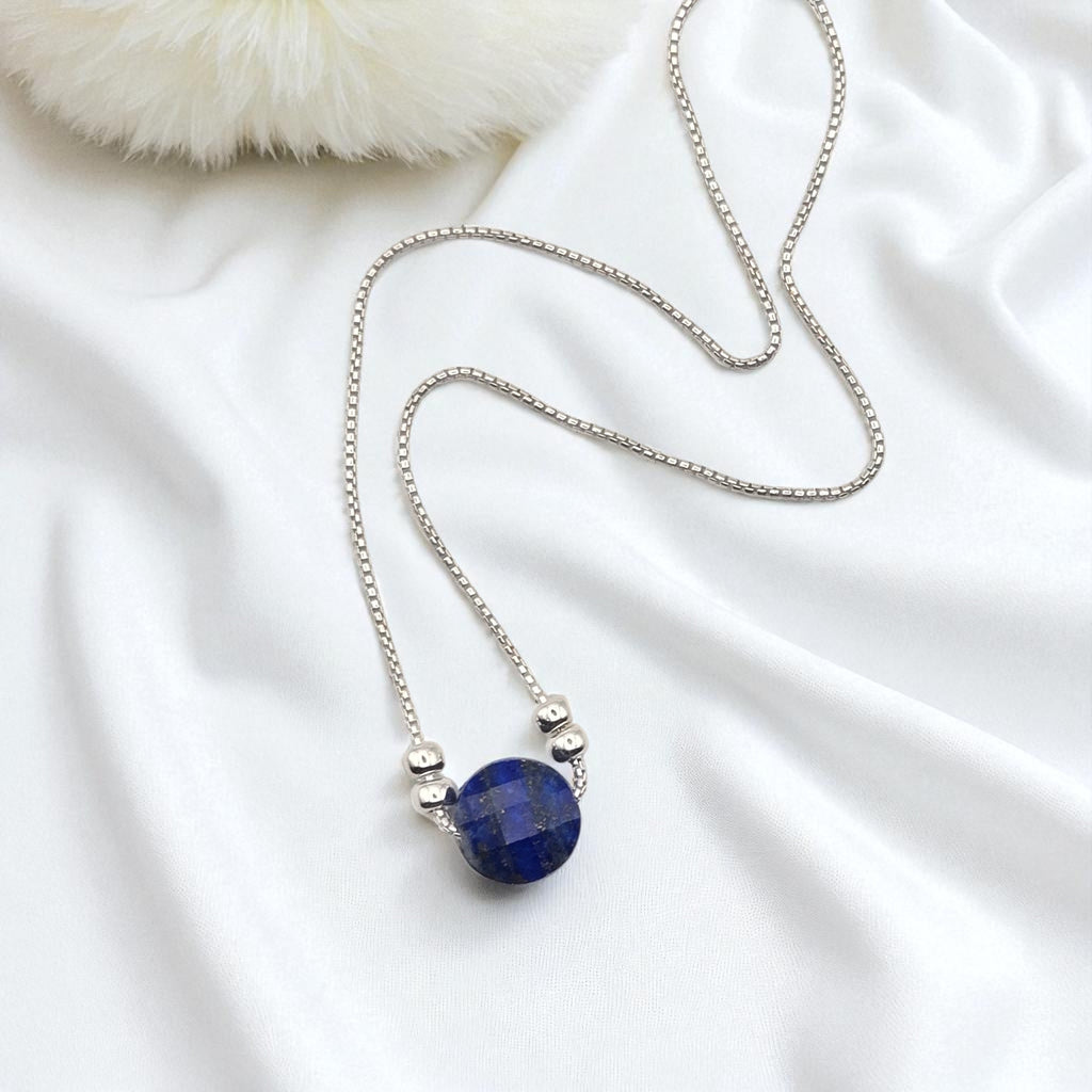 Coin - Silver and Lapis Lazuli Necklace Necklace Bijou by SAM