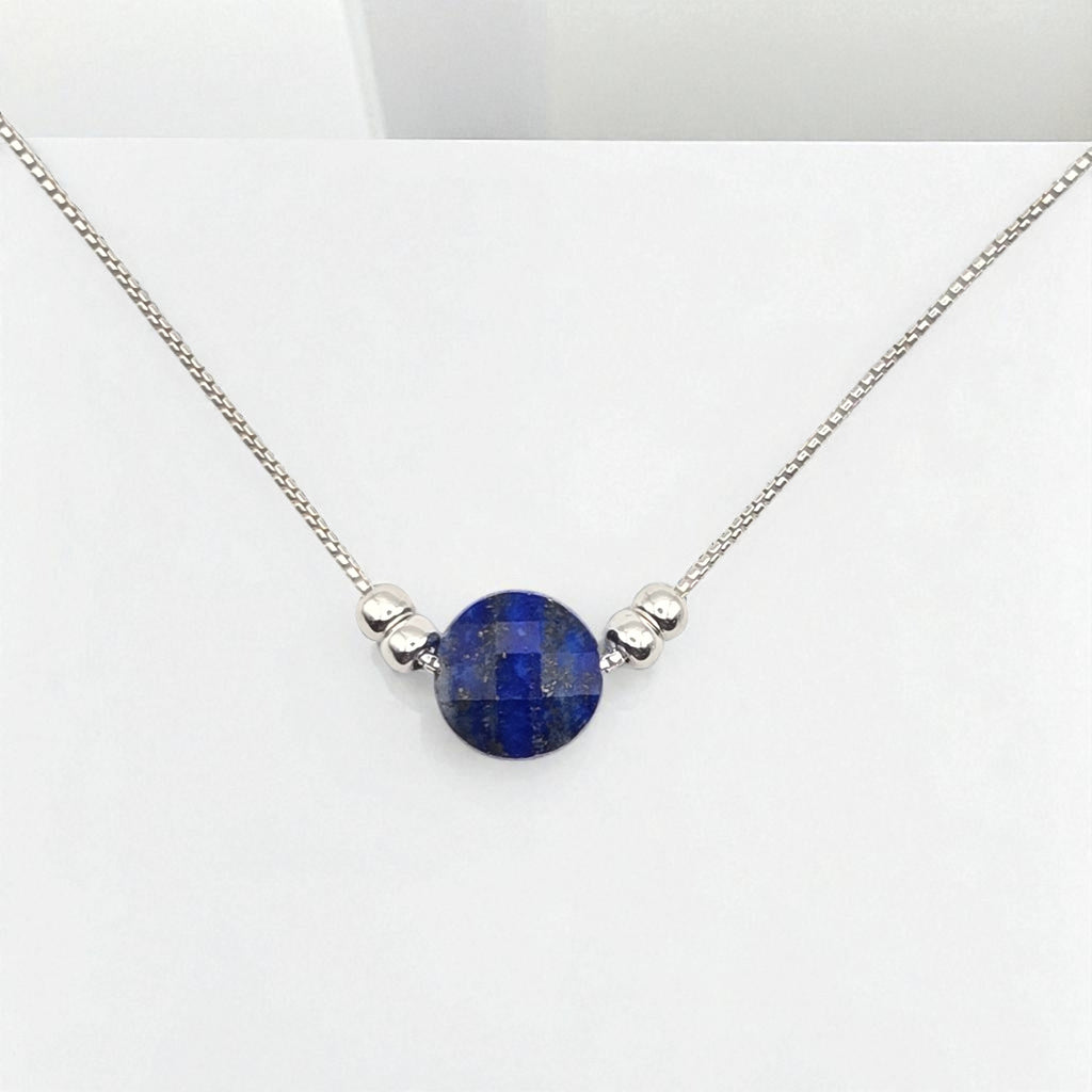 Coin - Silver and Lapis Lazuli Necklace Necklace Bijou by SAM