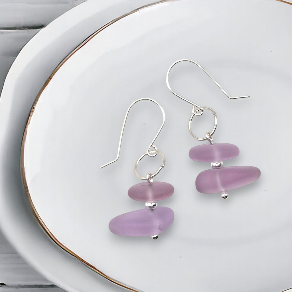 Sea Glass - Lavender Earrings Earrings Bijou by SAM