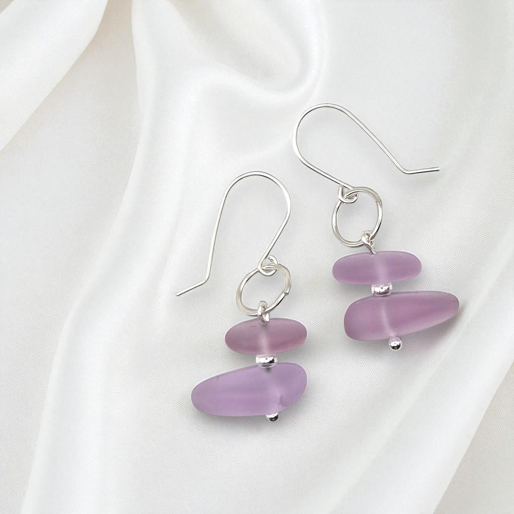 Sea Glass - Lavender Earrings Earrings Bijou by SAM
