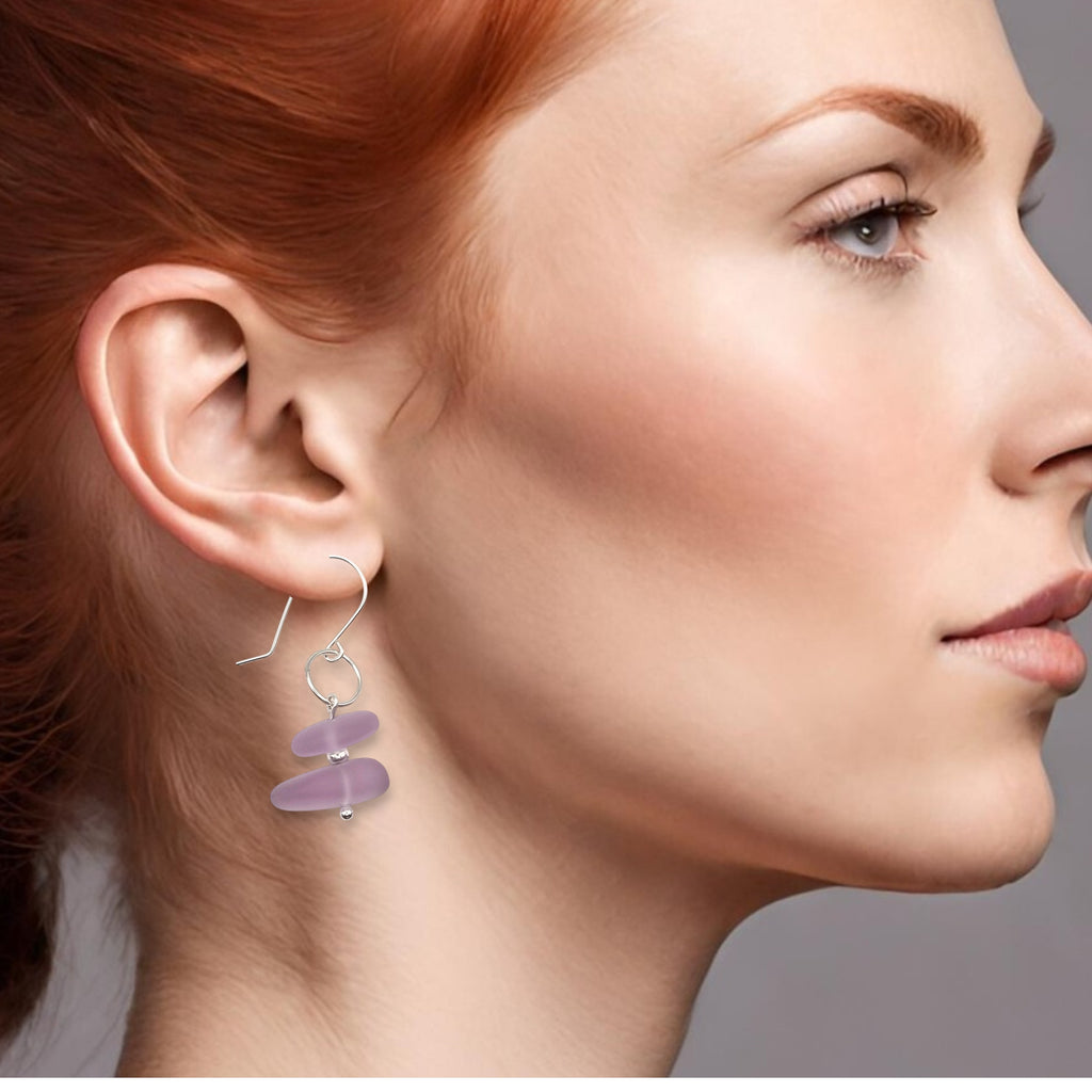 Sea Glass - Lavender Earrings Earrings Bijou by SAM