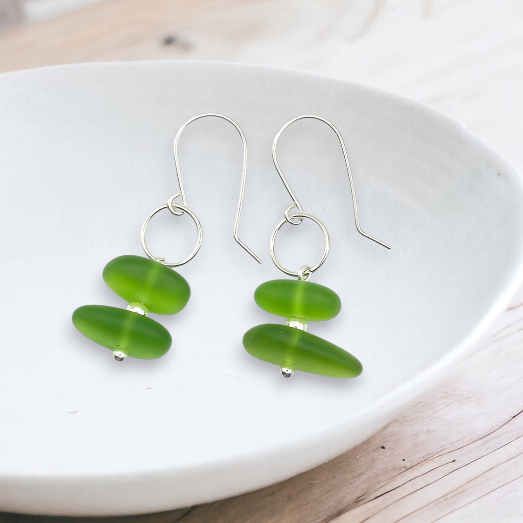 Sea Glass - Lime Green Earrings Earrings Bijou by SAM