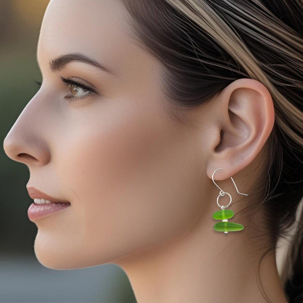 Sea Glass - Lime Green Earrings Earrings Bijou by SAM