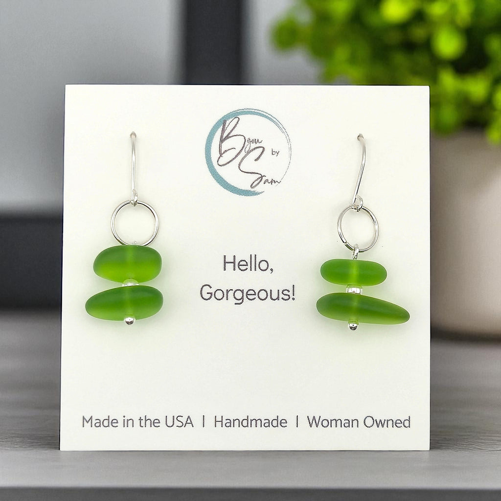 Sea Glass - Lime Green Earrings Earrings Bijou by SAM