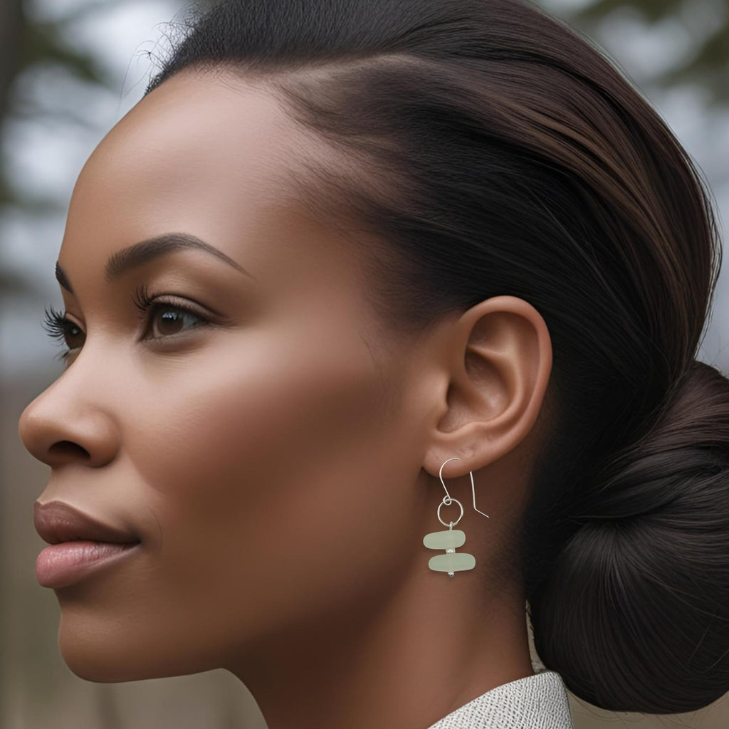 Sea Glass - Pale Green Earrings Earrings Bijou by SAM