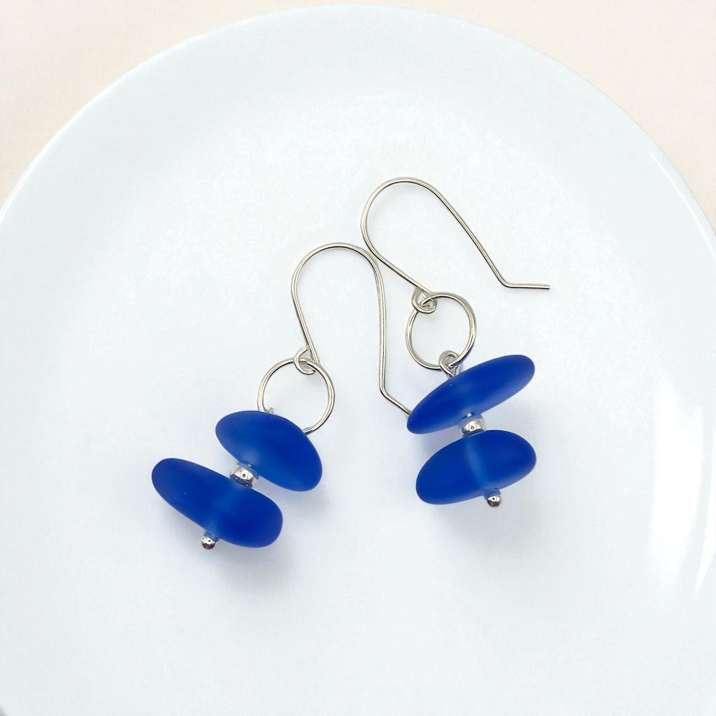 Sea Glass - Cobalt Blue Earrings Earrings Bijou by SAM