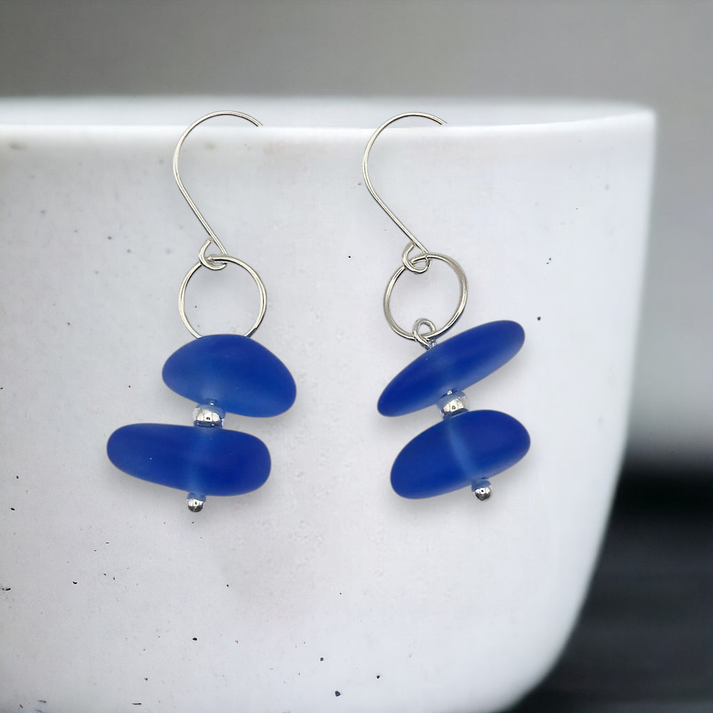 Sea Glass - Cobalt Blue Earrings Earrings Bijou by SAM