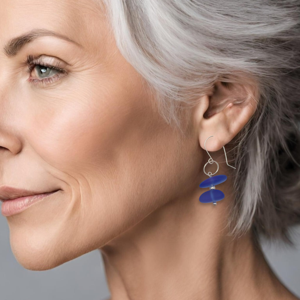 Sea Glass - Cobalt Blue Earrings Earrings Bijou by SAM