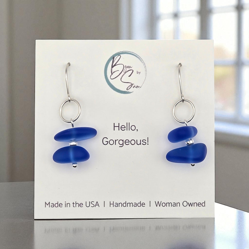 Sea Glass - Cobalt Blue Earrings Earrings Bijou by SAM