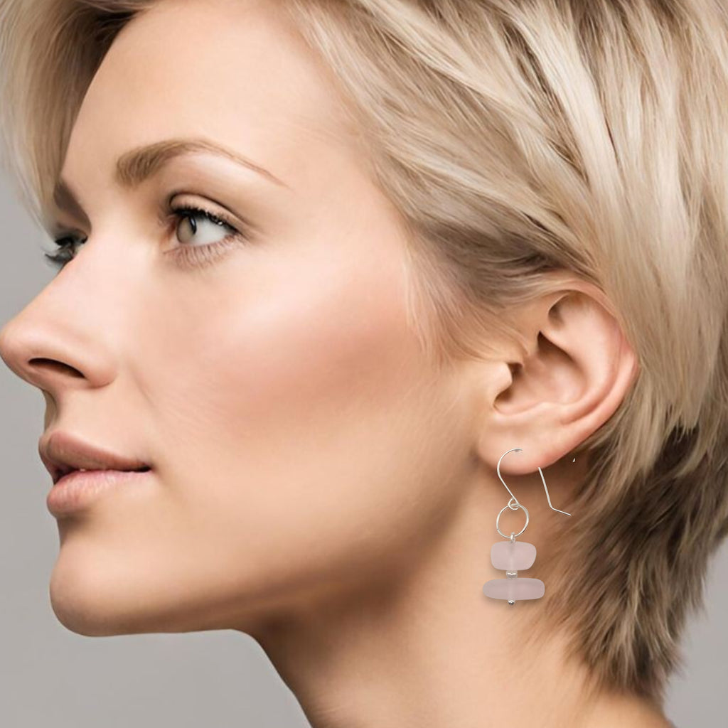 Sea Glass - Pale Pink Earrings Earrings Bijou by SAM