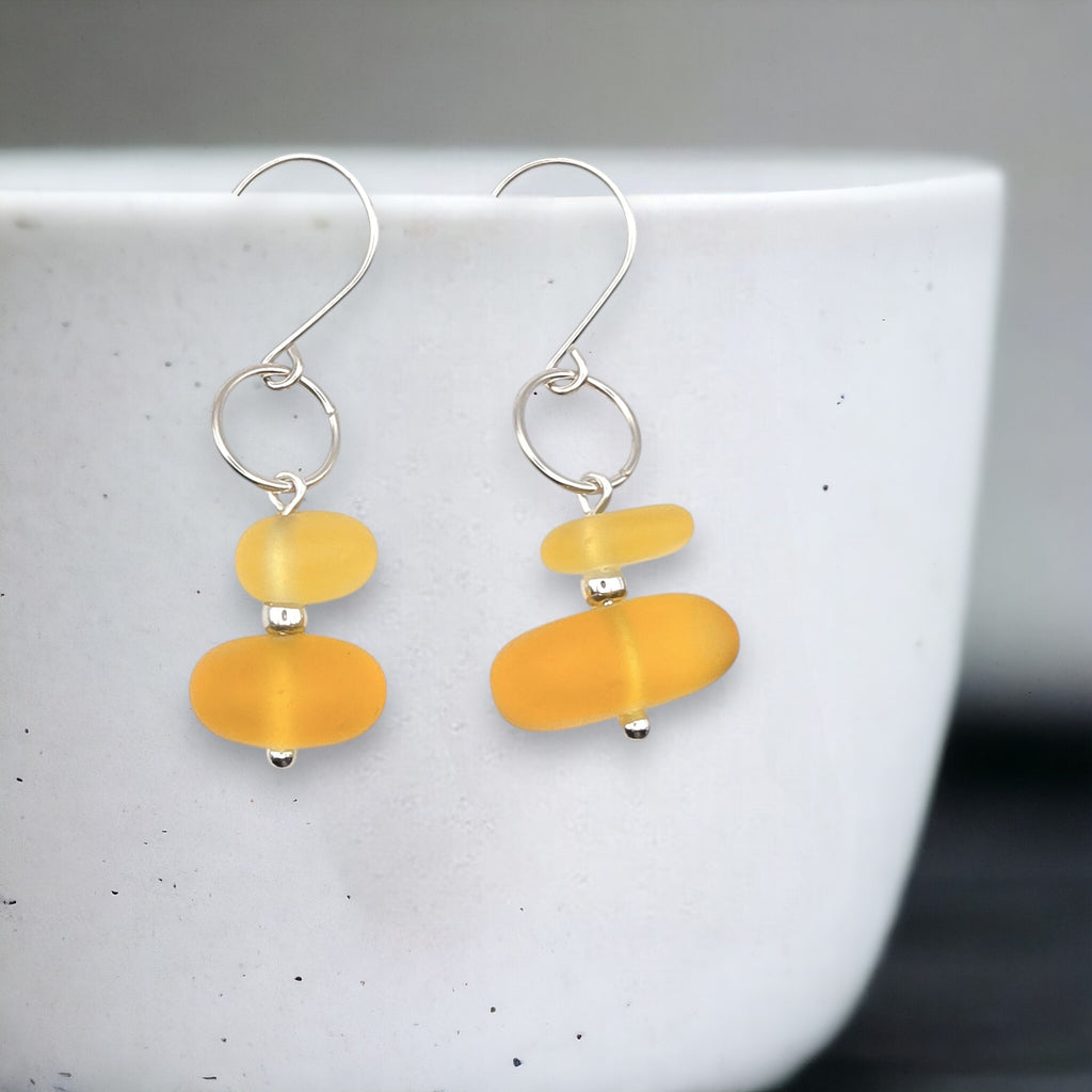 Sea Glass - Sunny Yellow Earrings Earrings Bijou by SAM
