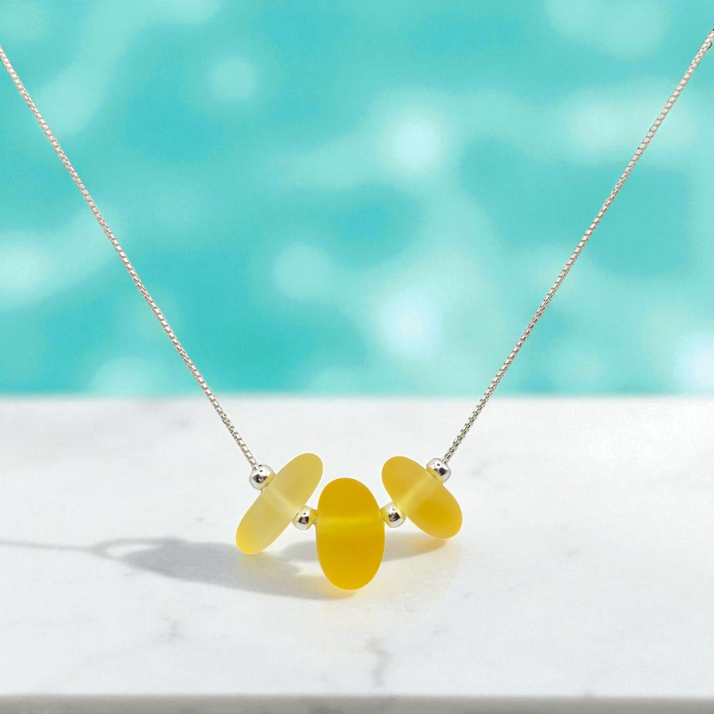 Sea Glass - Sunny Yellow Necklace Necklace Bijou by SAM
