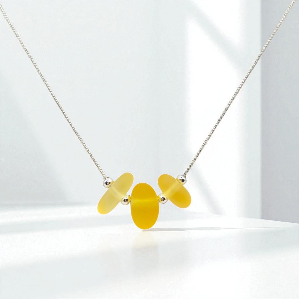 Sea Glass - Sunny Yellow Necklace Necklace Bijou by SAM