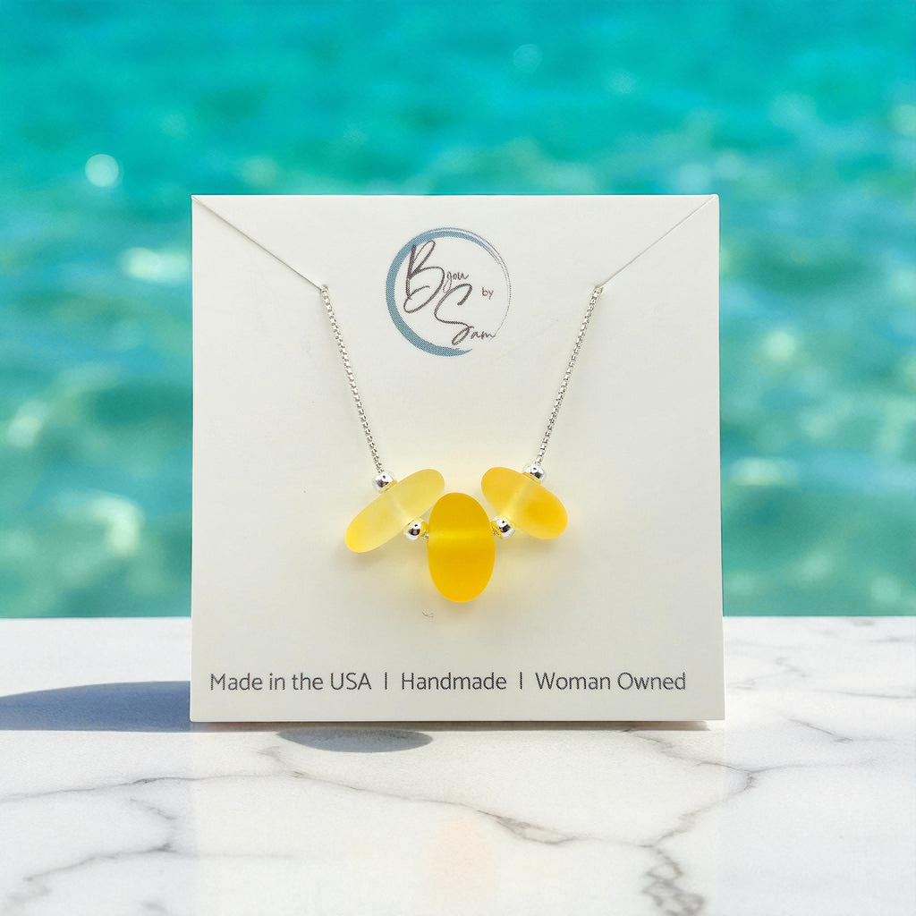 Sea Glass - Sunny Yellow Necklace Necklace Bijou by SAM