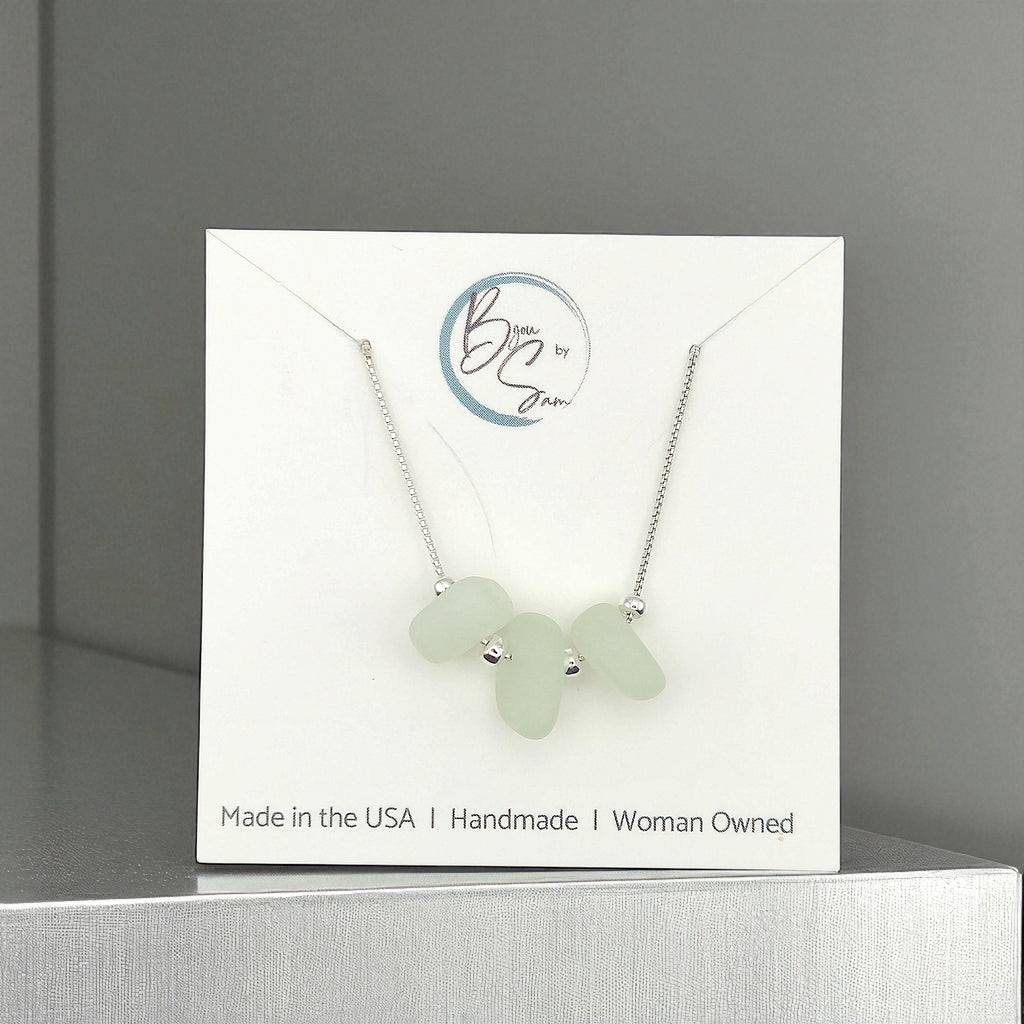Sea Glass - Pale Green Necklace Earrings Bijou by SAM