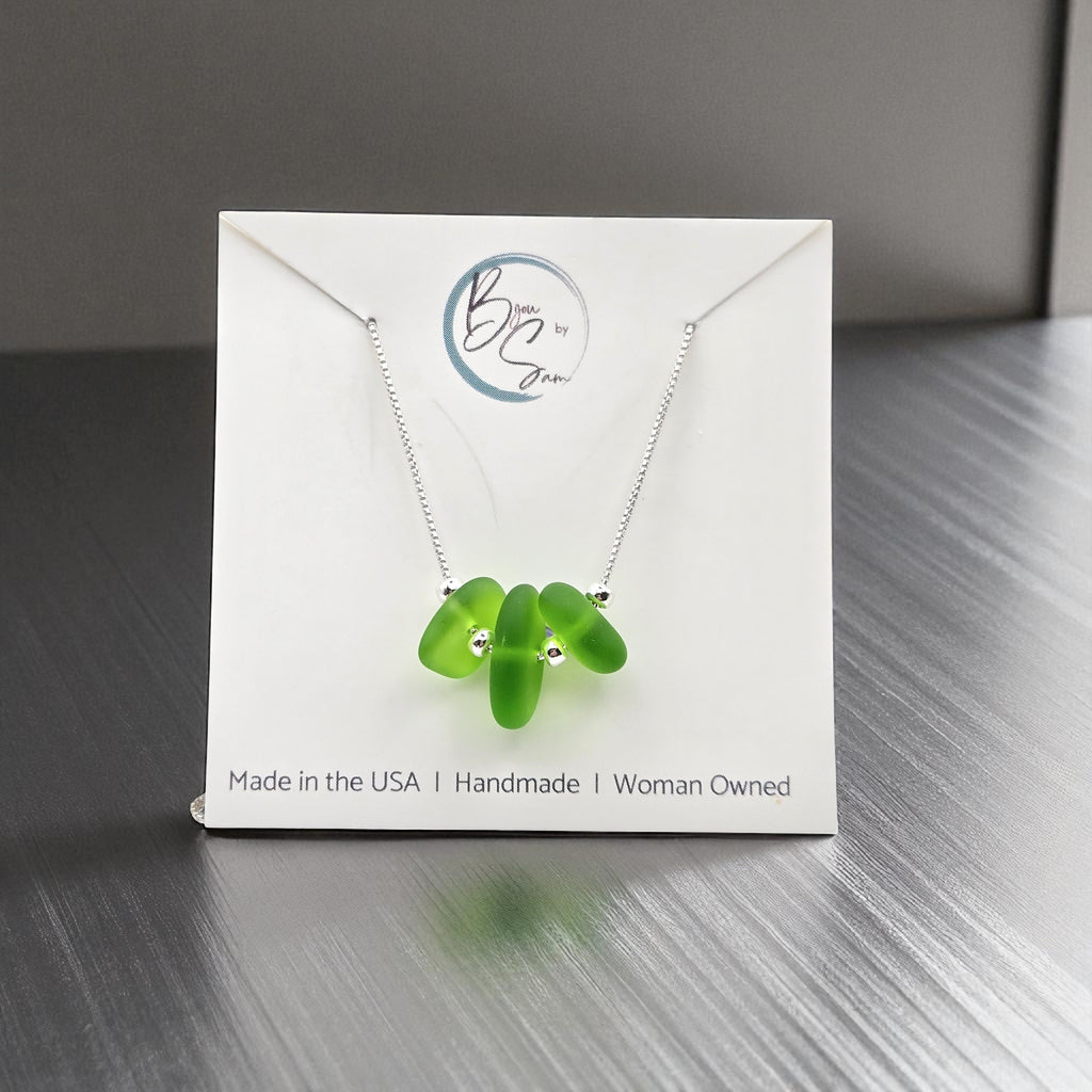 Sea Glass - Lime Green Necklace Necklace Bijou by SAM