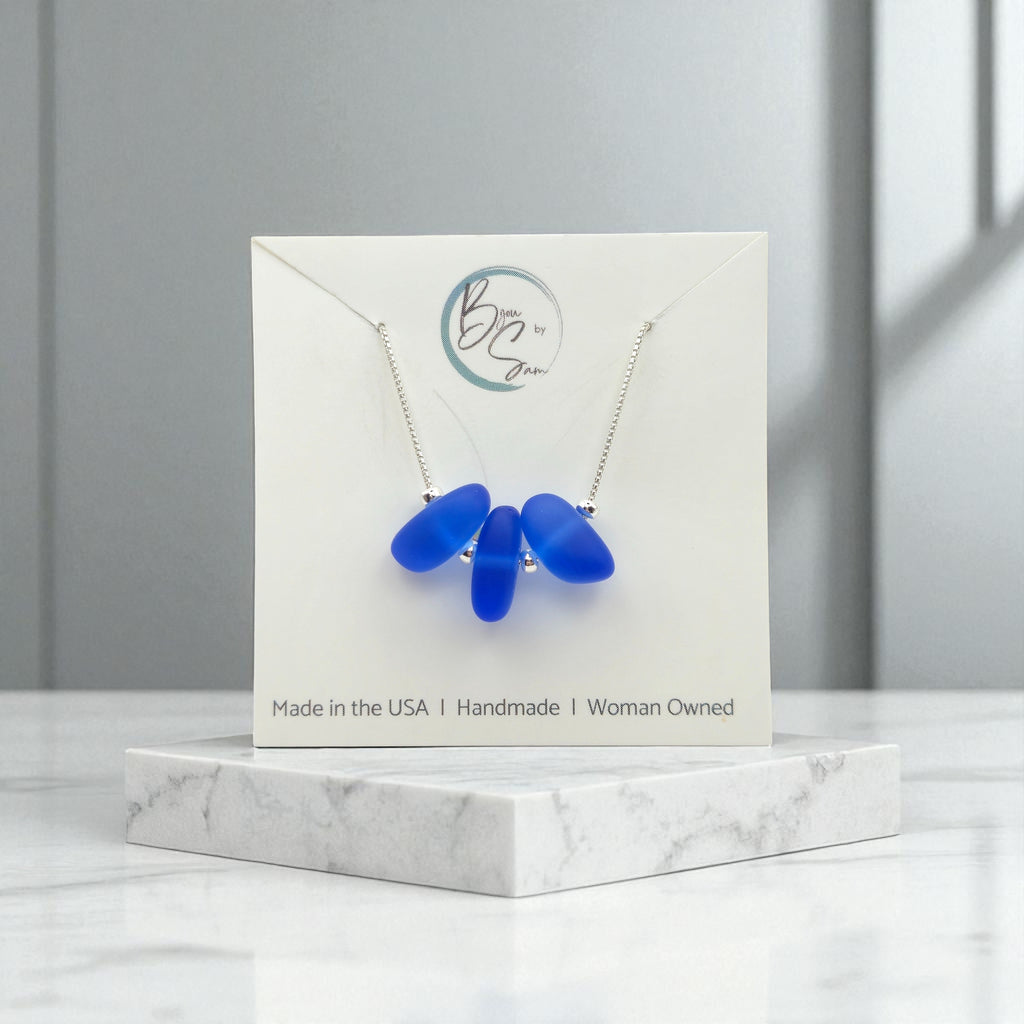 Sea Glass - Cobalt Blue Necklace Necklace Bijou by SAM