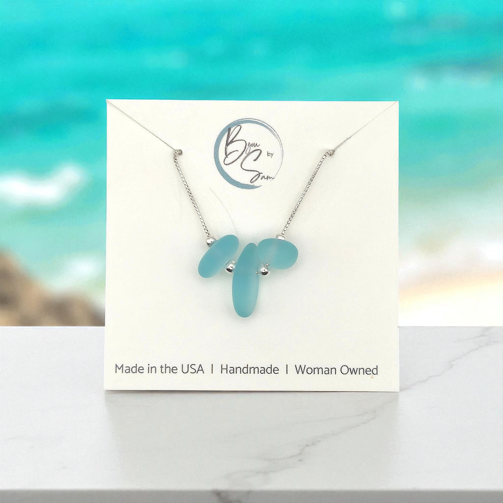 Sea Glass - Seafoam Blue Necklace Necklace Bijou by SAM