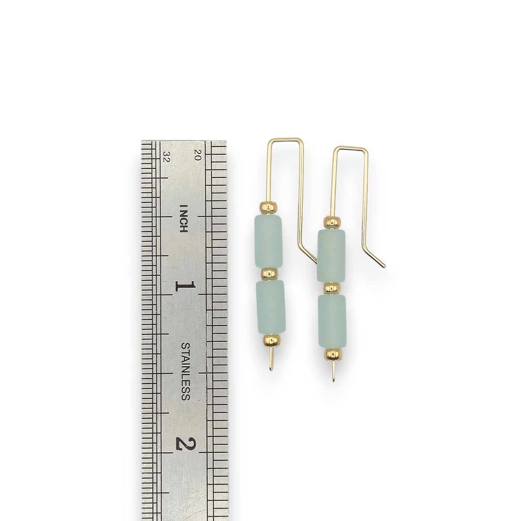 Sea Glass - Gold & Seafoam Green Threader Earrings Bijou by SAM