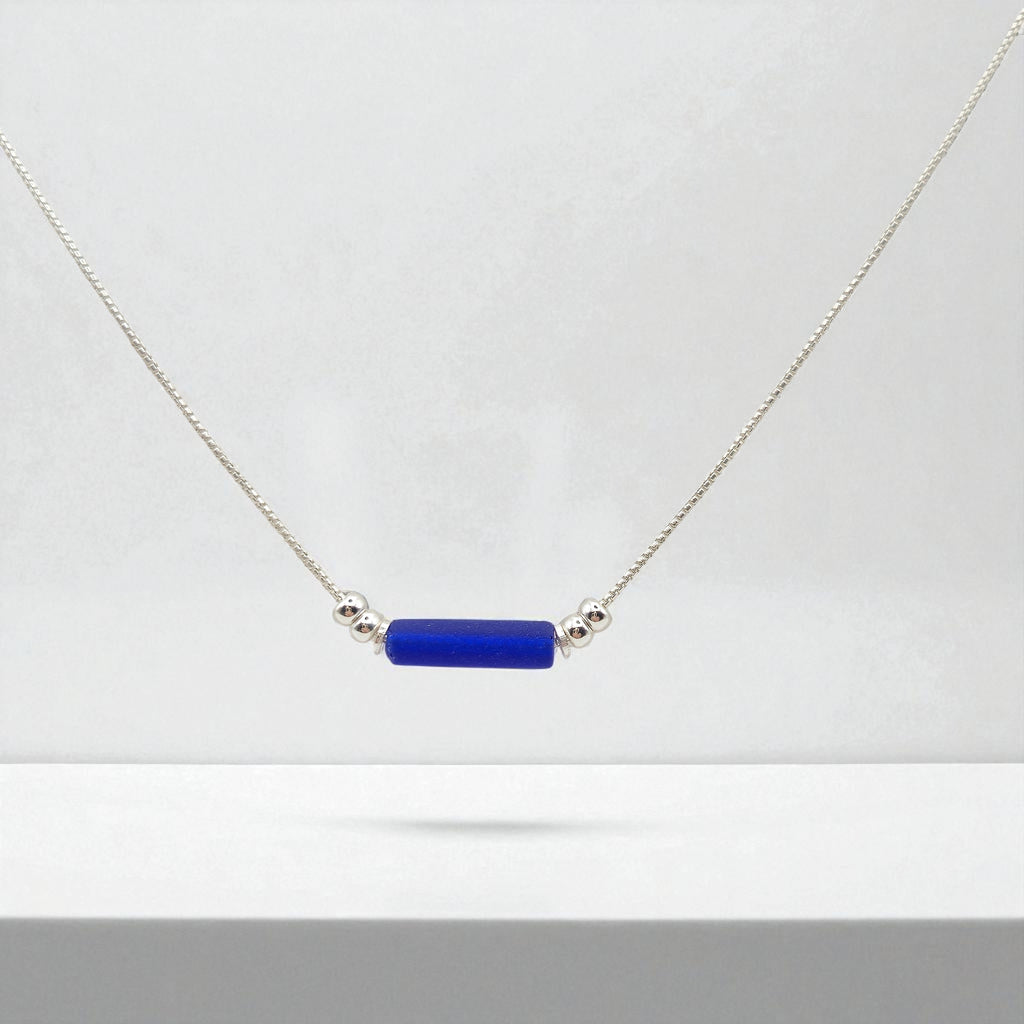 Sea Glass - Cobalt Blue Tube Necklace Necklace Bijou by SAM