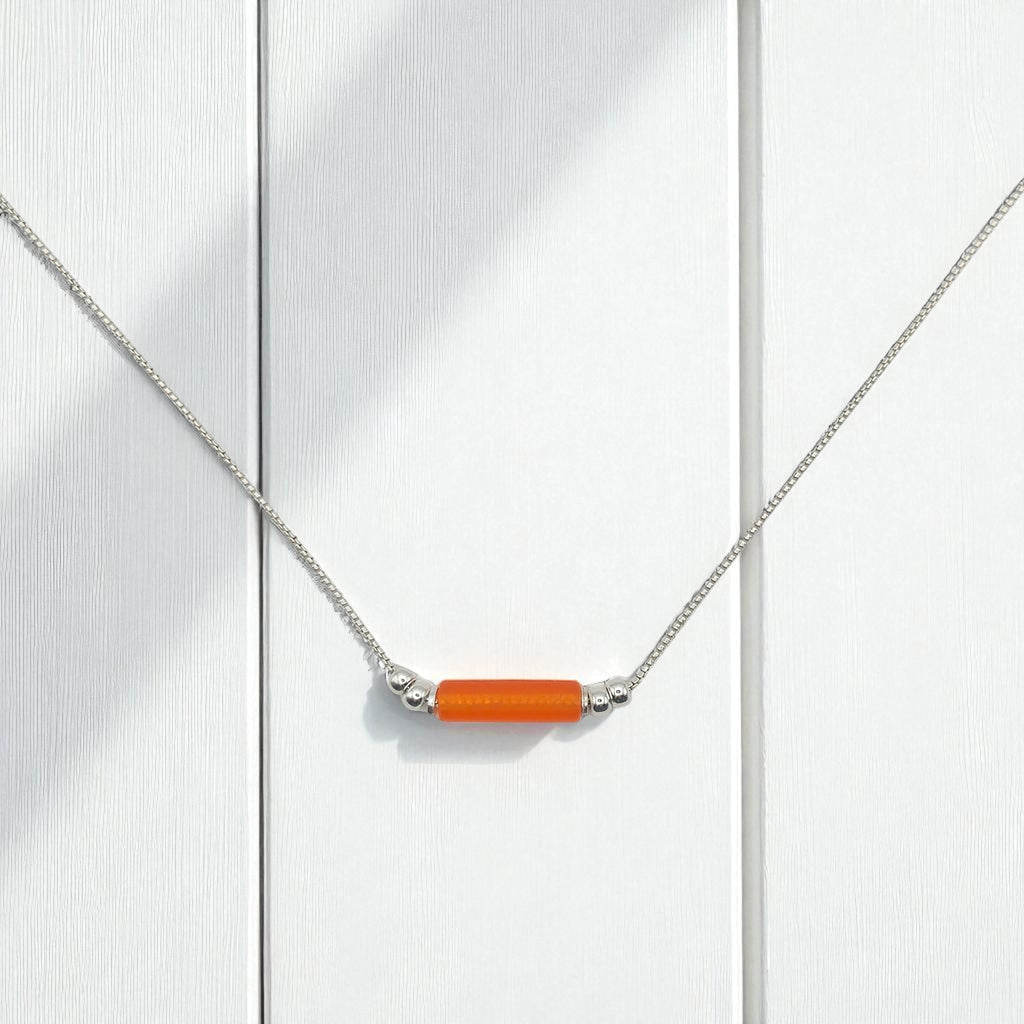 Sea Glass - Orange Sea Glass Tube Necklace Necklace Bijou by SAM