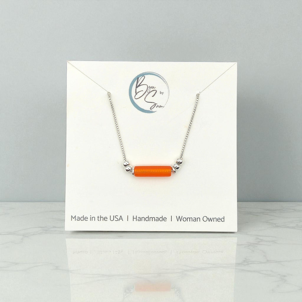 Sea Glass - Orange Sea Glass Tube Necklace Necklace Bijou by SAM