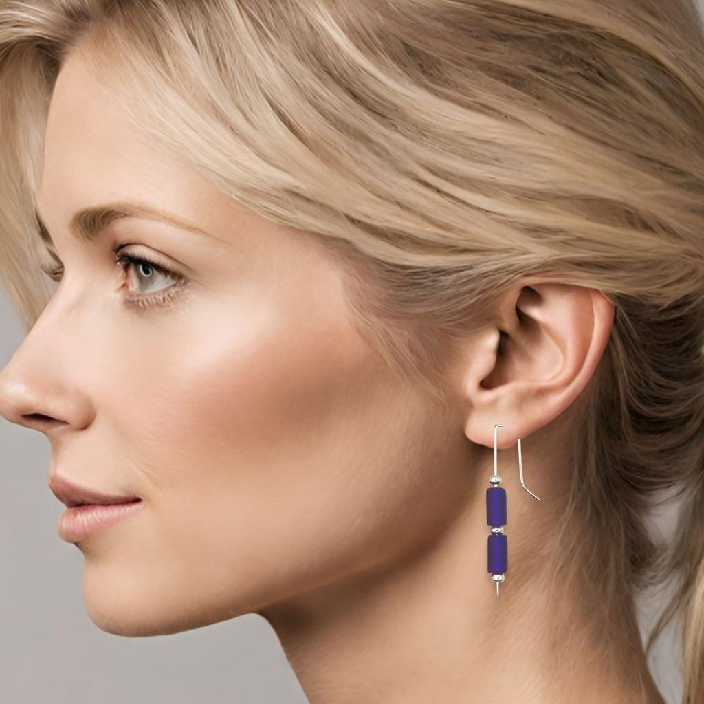 Sea Glass - Cobalt Blue Threaders Earrings Bijou by SAM