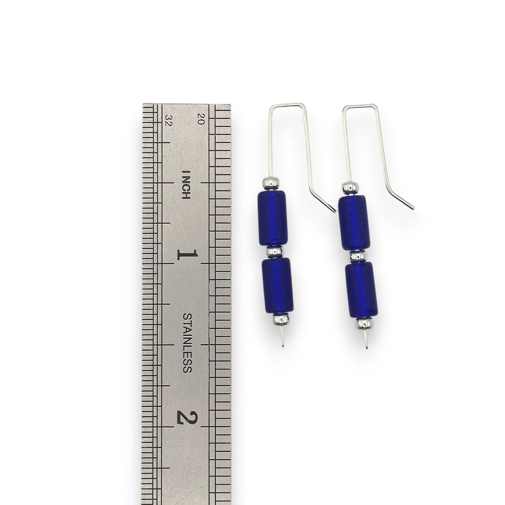 Sea Glass - Cobalt Blue Threaders Earrings Bijou by SAM