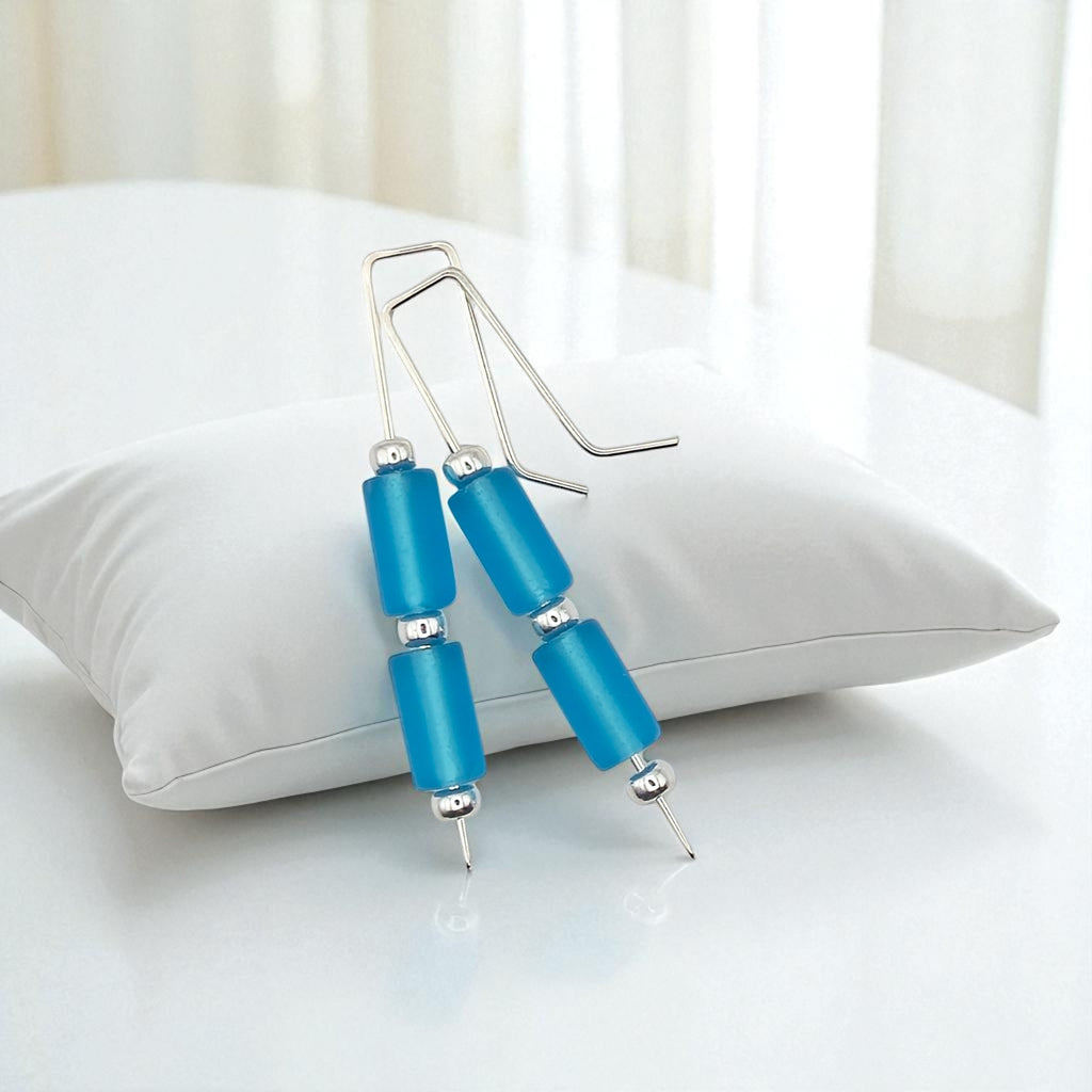 Sea Glass - Sky Blue Threader Earrings Earrings Bijou by SAM
