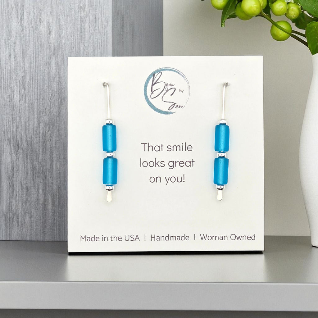 Sea Glass - Sky Blue Threader Earrings Earrings Bijou by SAM
