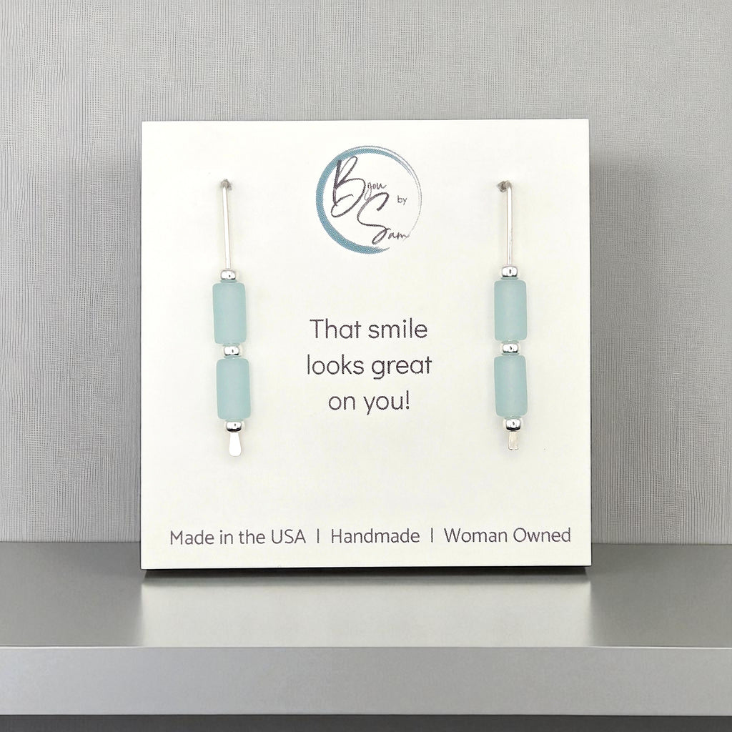 Sea Glass - Silver and Seafom Green Threader Earrings Earrings Bijou by SAM