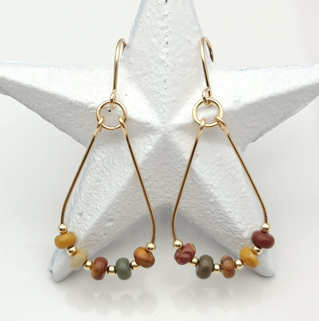 Lane - Gold & Red Creek Jasper Earrings Bijou by SAM