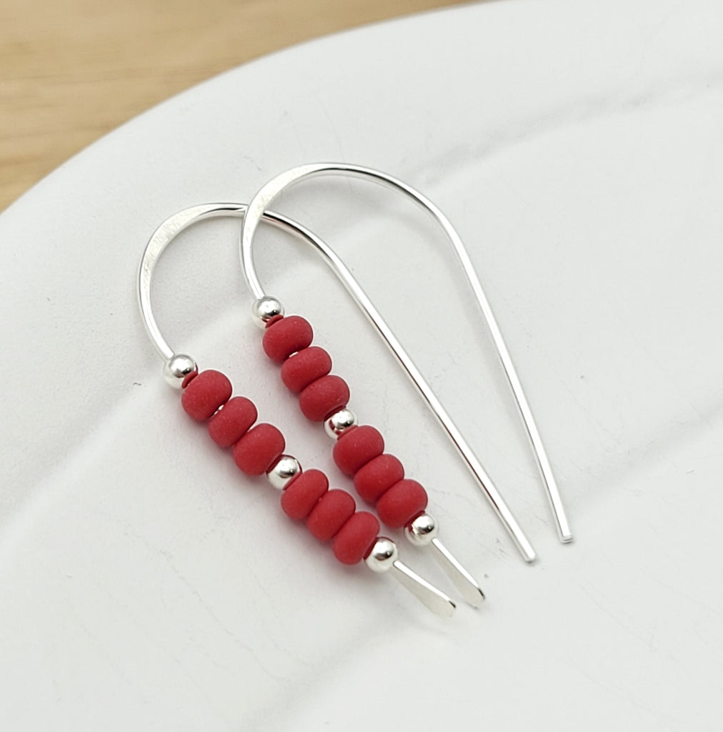 Cheval - Silver and Red Earrings Bijou by SAM