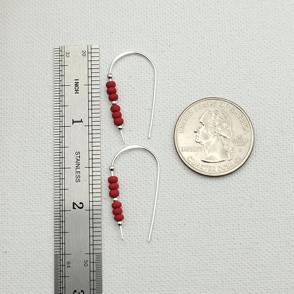 Cheval - Silver and Red Earrings Bijou by SAM