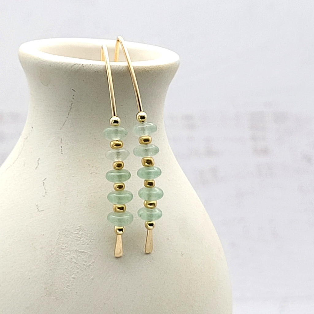 Wish - Gold & Green Aventurine Earrings Bijou by SAM